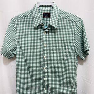 UNTUCKit Men’s Button Front Short Sleeve Shirt, Sz Small, Green Check